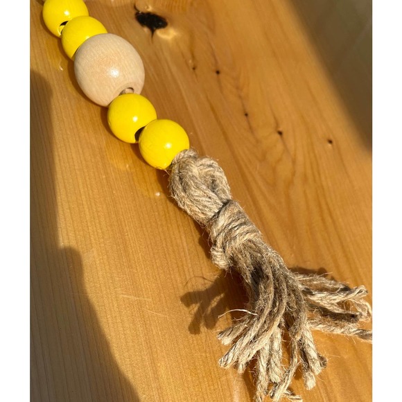 Rustic Natural Chunky Wooden Beaded Tassel Garland for Farmhouse Decor - Picture 7 of 10